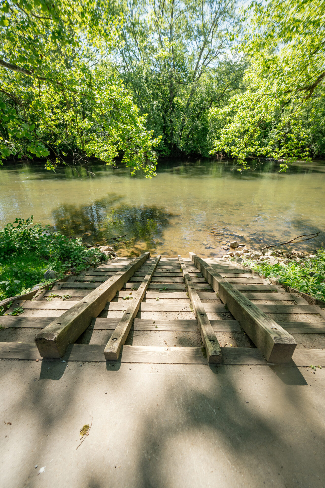 A dock surrounded by water at Clinch River State Park.